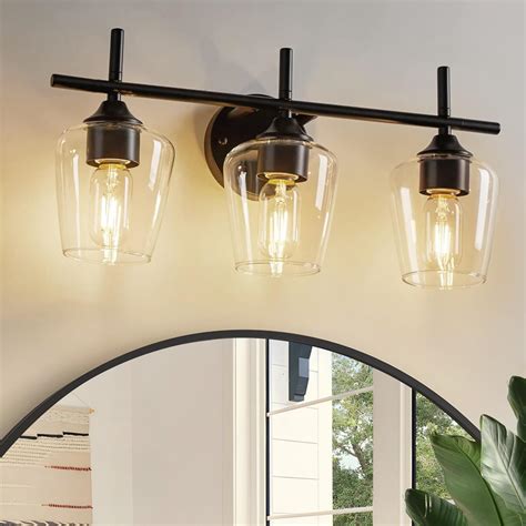 foucasal Bathroom Vanity Light Fixtures, 3-Light Black Bathroom Lights ...