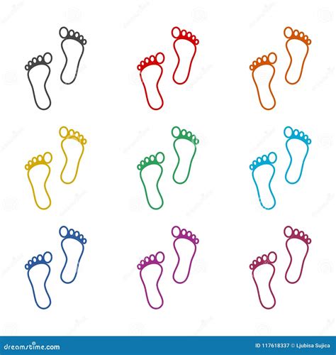 Two Footprint Icon, Color Icons Set Stock Vector - Illustration of ...