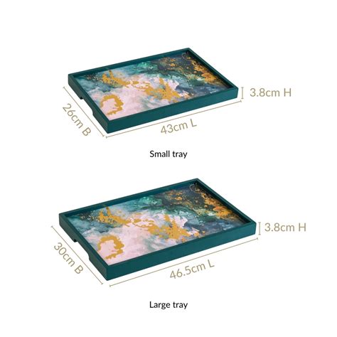 Impressionism Sky Art Tray Set Of 2 Teal Online - Premium Tray | Nestasia