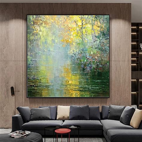 Oil Painting Hand Painted Square Abstract Modern Stretched Canvas 2025 ...