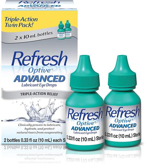 Amazon.com: Refresh Optive Advanced Lubricant Eye Drops For Dry Eyes, 0.33 Fl Oz Sterile (2 ...