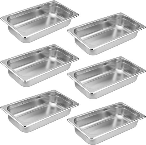 Amazon.com: SINJEUN 6 Pack 1/3 Size Steam Pan, Commercial Stainless ...
