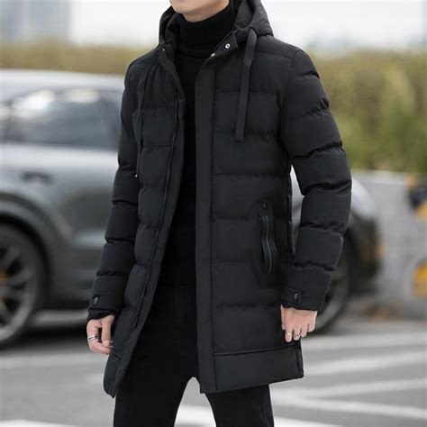 Sookity Long Winter Coats for Men Warm Fleece Lined Thicken Puffer ...