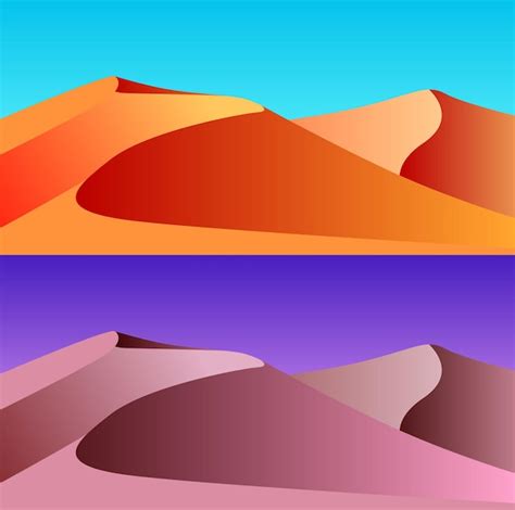 Set of desert landscape illustrations | Premium Vector
