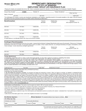 Fillable Online EMPLOYEES GROUP LIFE INSURANCE PLAN Fax Email Print ...