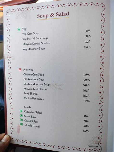 Menu at Kritunga Restaurant - The Palegar’s Cuisine- Nizamabad, Nizamabad