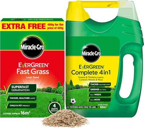 Miracle GRO Evergreen Fast Grass Lawn Seed 480g with a Thank You Sticker - Fsst Grass Lawn Seed ...