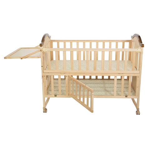 Mee Mee Premium Pine Wooden Baby Cot Extendable Swinging Bed Online in ...