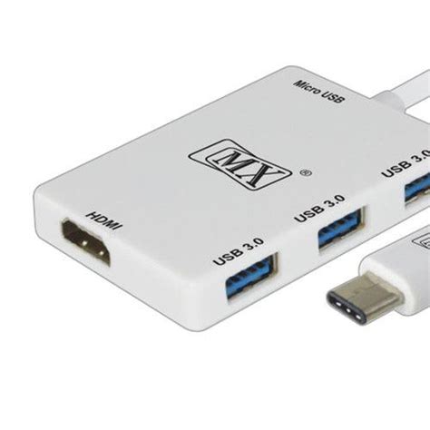 TYPE ‘C’ MALE TO HDMI FEMALE + 3 USB FEMALE PORT (3.0V) + MICRO USB FE ...