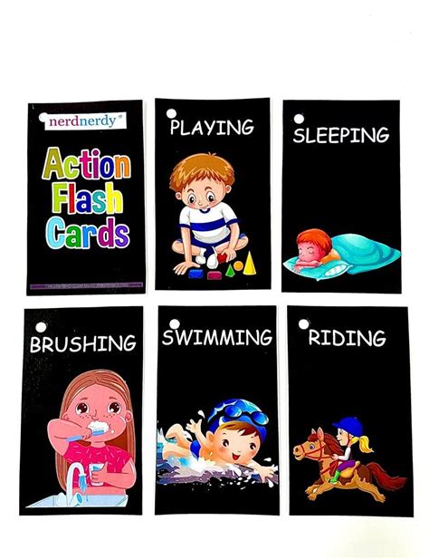 Buy NerdNerdy Action Flashcards, for Preschool, Vocabulary Building and ...