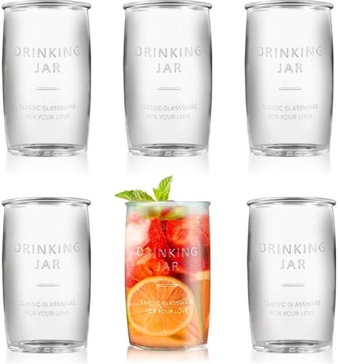 Amazon.com | Dingerjar 20 OZ Glass Cup Set of 6, Elegance Modern ...