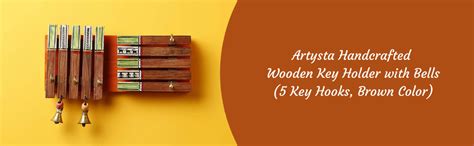 Artysta 'Hanging Bells' Brown and Green Wooden Key Holder for Wall ...