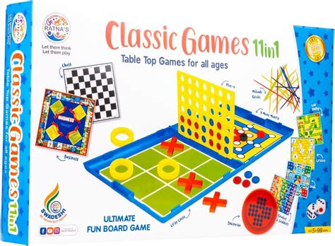 Buy Ratna's Classic Games 11 in 1 Table Top Family Board Games for Kids ...
