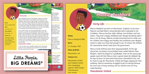 Marcus Rashford Fact File | Little People, Big Dreams