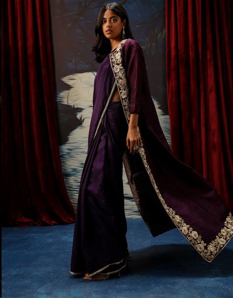 Shaleen: Embroidered Jacket & Saree Set – AJD Official