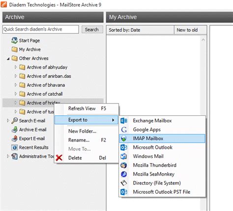 Restore archived email using MailStore desktop client - Diadem ...