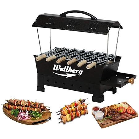 Buy Wellberg Electric & Charcoal Barbeque 8 Skewers Multi Purpose,Iron ...