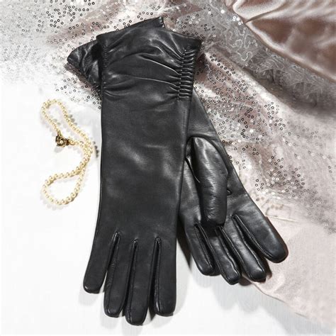 Womens fur lined black leather gloves online