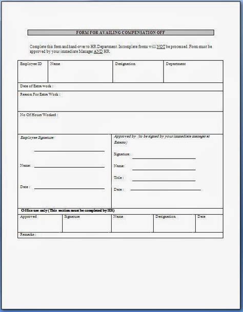 Image result for Compensatory Leave Form