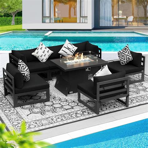 Amazon.com: BULEXYARD 7 Pieces Aluminum Patio Furniture Set with ...