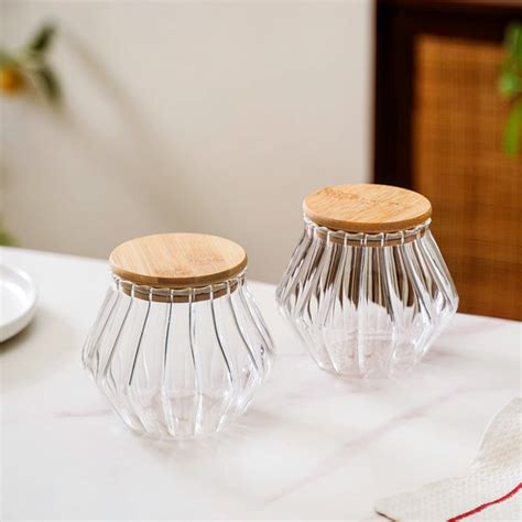Pentagon Glass Airtight Jar With Lid Set Of 2 850ml Online - Premium ...