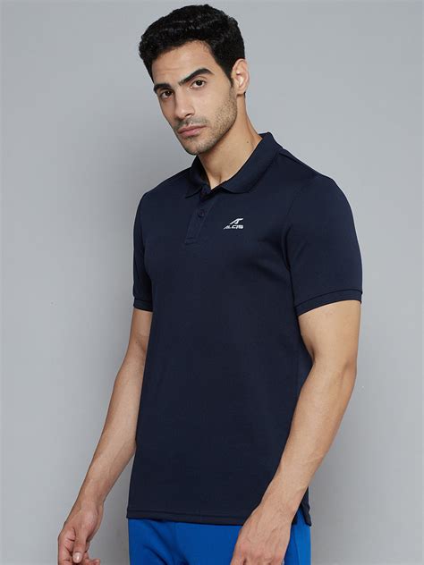 Alcis Men Navy Blue Solid Polo Collar Slim Fit T-shirt AAMPOLSI00009508-S