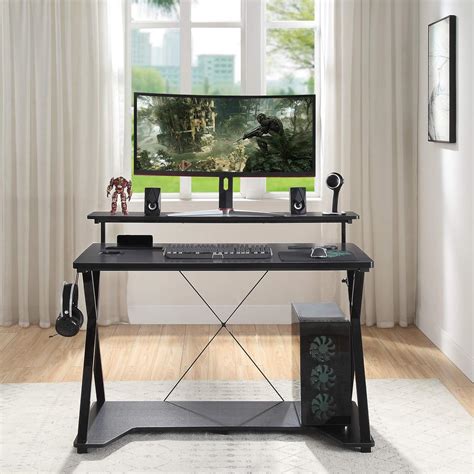 Buy OSP Home Furnishings Checkpoint Ghost Battlestation Gaming Desk ...