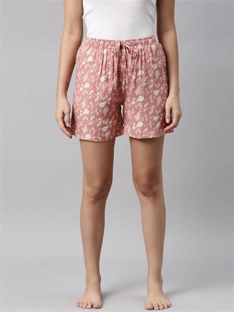 Medium Pink Woven Viscose Printed Lounge Shorts – Go Colors India