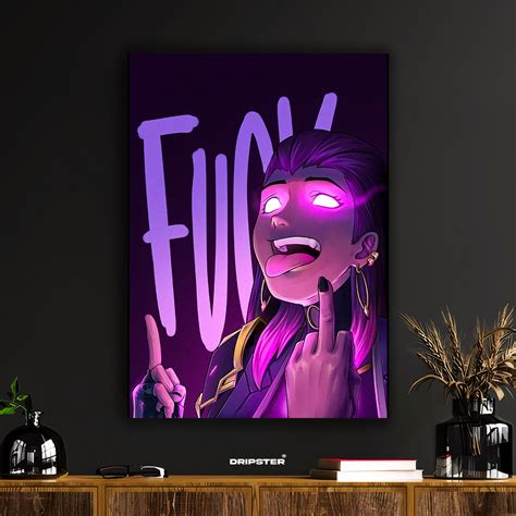 Neon Rebel – Anime Girl Middle Finger Poster – Dripster