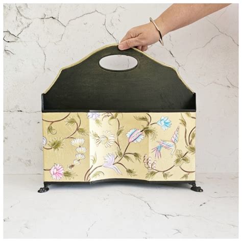 Buy HAND PAINTED - MAGAZINE RACK SLIM DUAL SIDE - GOLDEN LEAF Online at ...