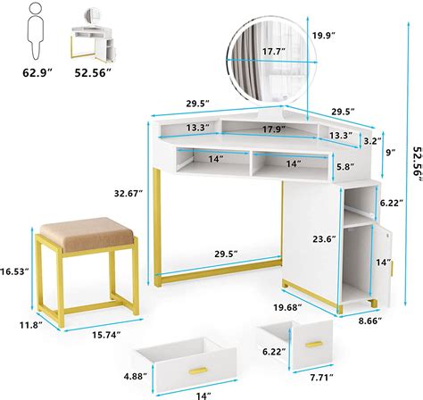 TZUTOGETHER White Corner Vanity Set with Lighted Mirror, India | Ubuy