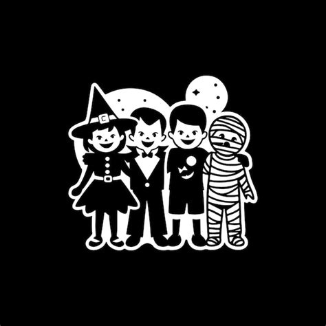 Halloween crianças arte vetorial logo silhueta ícone design cor preta e ...