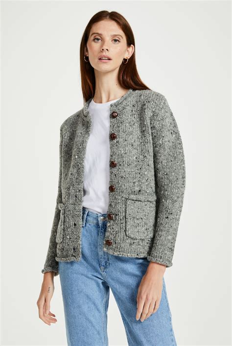 Avondale Ladies Tweed Cardigan - Light Grey