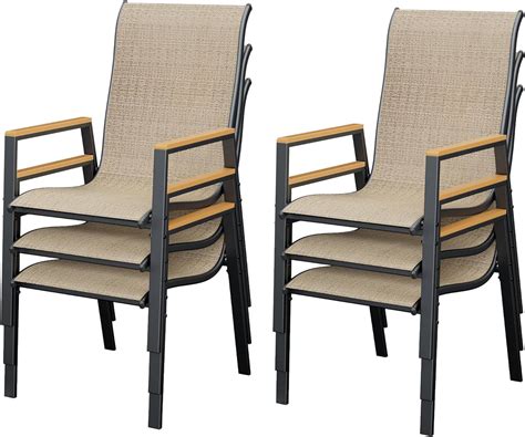 Poteban Patio Chairs Set of 6, Outdoor Dining Chairs High Back with All ...