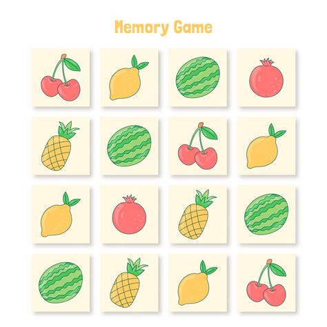 Free Vector | Hand drawn memory game card