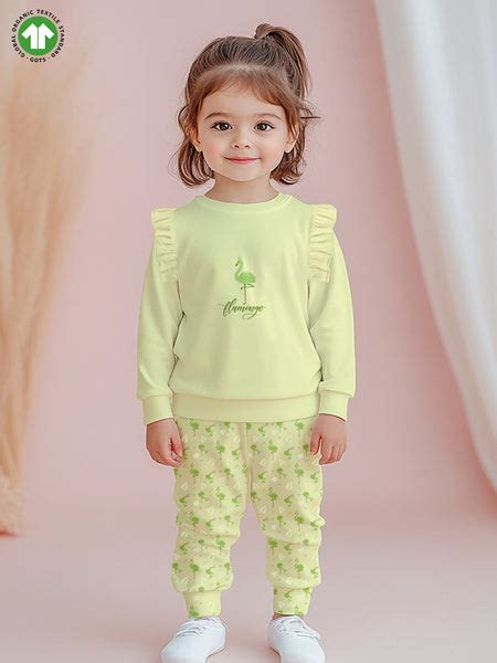 100% Bamboo Cotton Girls Full Sleeves Flamingo Printed Co-Ord Set - So ...