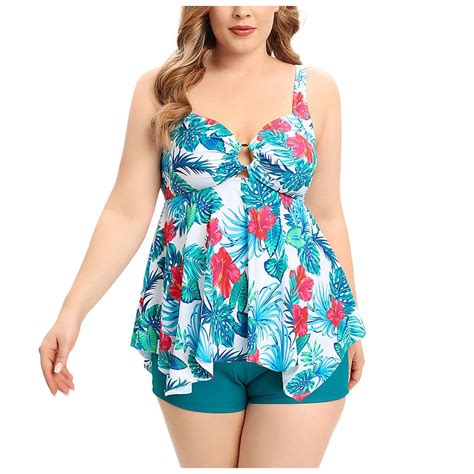 WREESH Womens Two Piece Swimsuit Plus Size Swim Dress Fashion Large ...