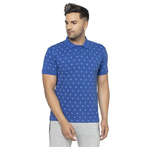 Buy M & W Polo Neck Slim Fit Printed T Shirt for Men Royal DarkBlue ...