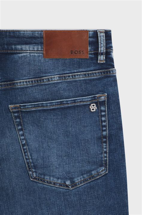 BOSS - Maine regular-fit jeans in blue super-stretch denim - Blue
