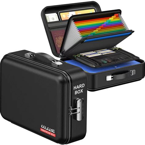 COLCASE Fireproof Document Box, Hard Case Fireproof Box with Lock Hard ...
