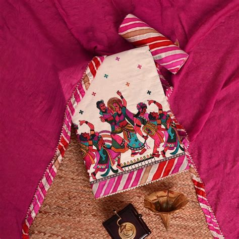Mongia Green Katha Work Unstitched Cotton Suit Set With Dupatta – Mayurika
