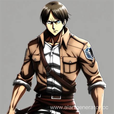 Intense Warrior Portrait with Swords Realistic 8K Image of Eren Yeager ...