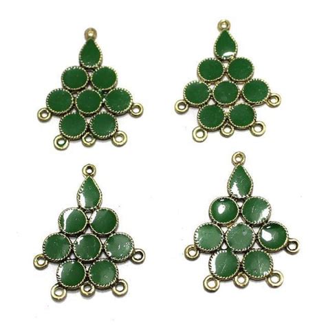 4 Pcs Green Earring Components 37mm