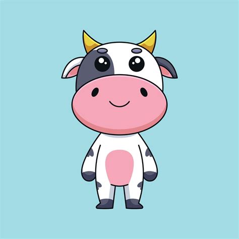 cute cow cartoon doodle art hand drawn concept vector kawaii icon ...