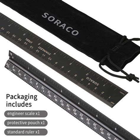 Buy Architectural Scale Ruler with Standard Metal Ruler Set for ...