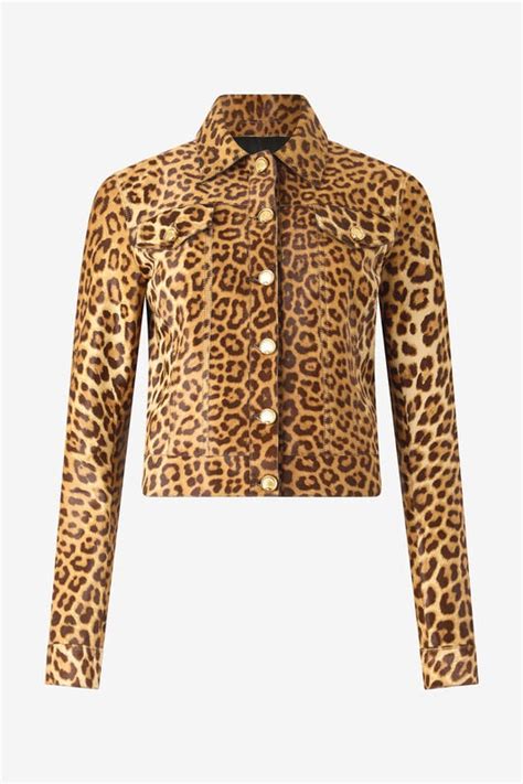 Leather Jacket With Leopard Skin Print in Brown for Women | Roberto ...