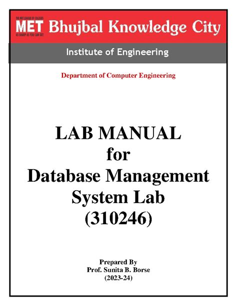 DBMS Lab Manual (310246) for Computer Engineering Students - Studocu