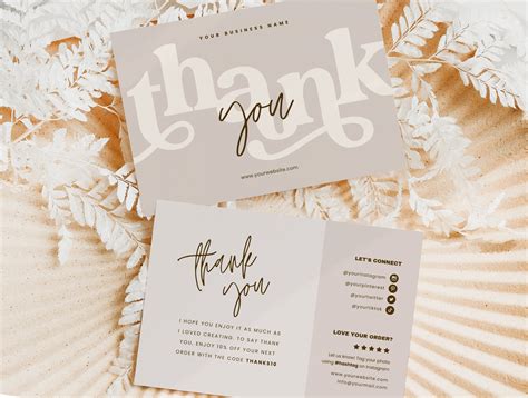Custom Small Business Thank You Card Template Printale Boho - Etsy