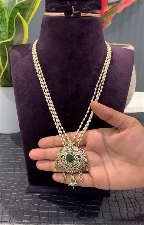 Beautiful pearls chain with beautiful locket – Sujatha Gold Covering Works