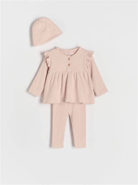 Pamučni komplet s kapom boja pastelno pink - RESERVED - 148BG-03X